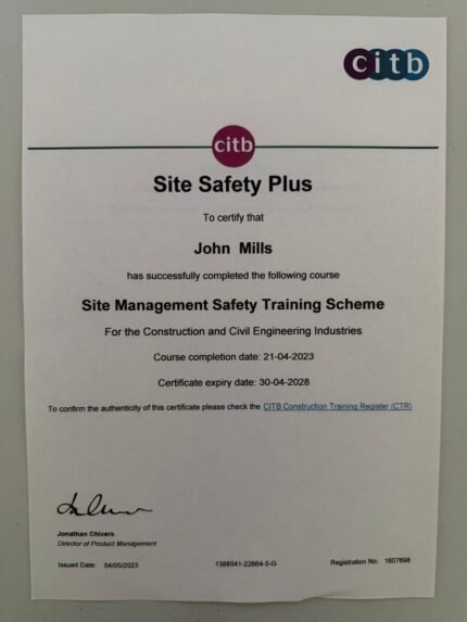 CITB SMSTS Certificate | Site Management Safety Training Scheme