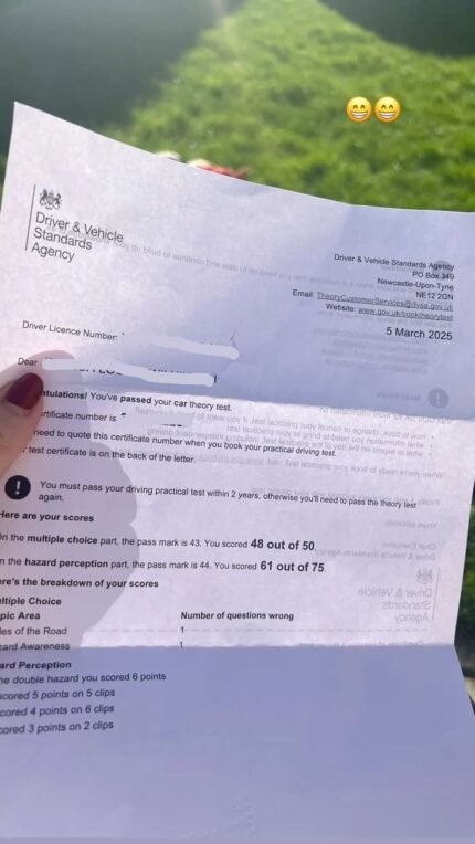 Car Theory Test Pass Certificate – Driving Theory Test Pass Result